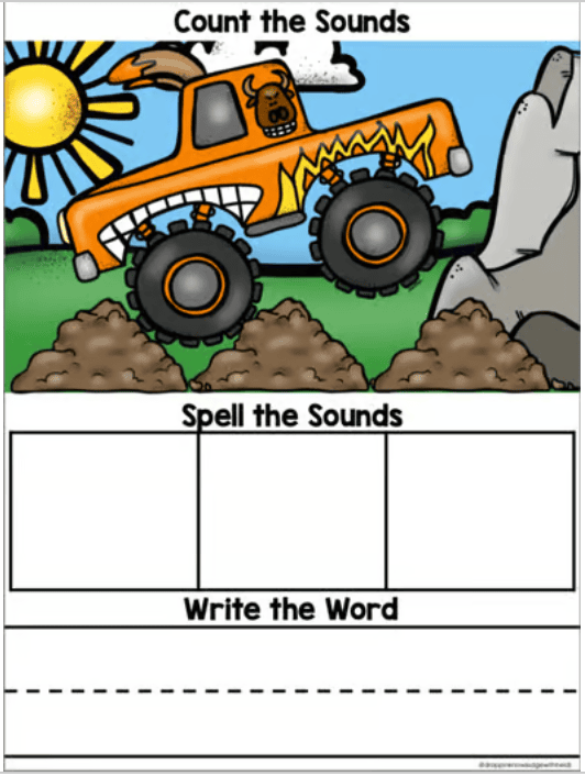 Orthographic Mapping Word Mats -Cars/Monster Truck Version (Sound Boxes) - Image 3